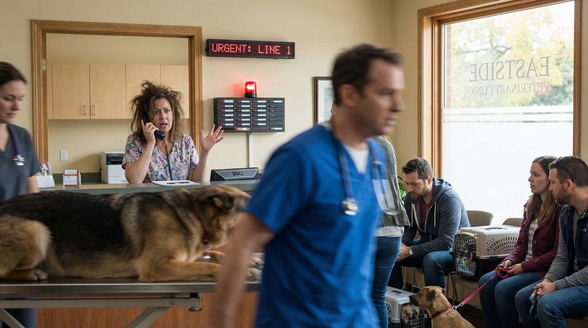 Dierenarts aan de telefoon