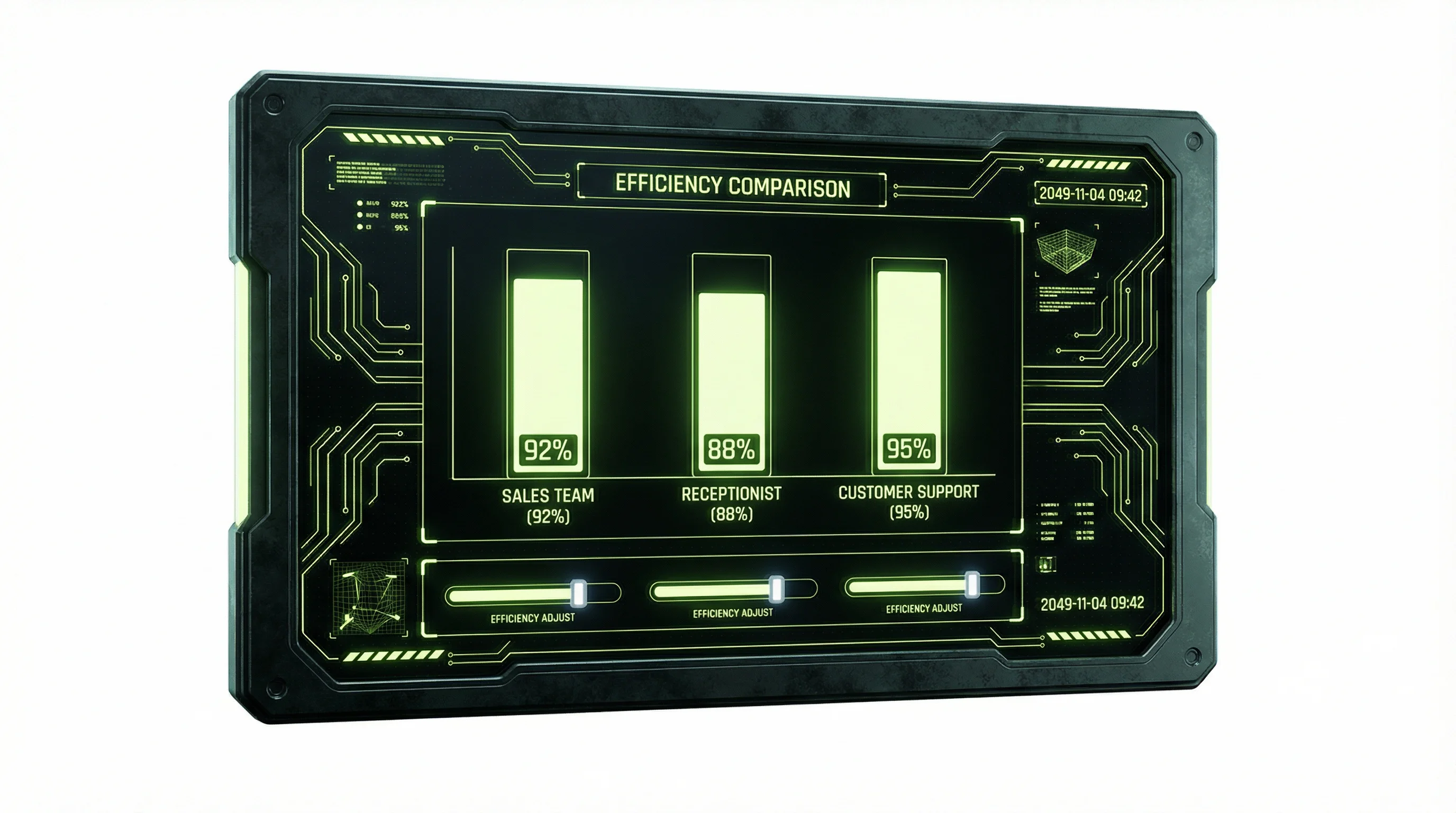 Grafiek die de efficiëntie van AI agents vergelijkt met menselijke medewerkers