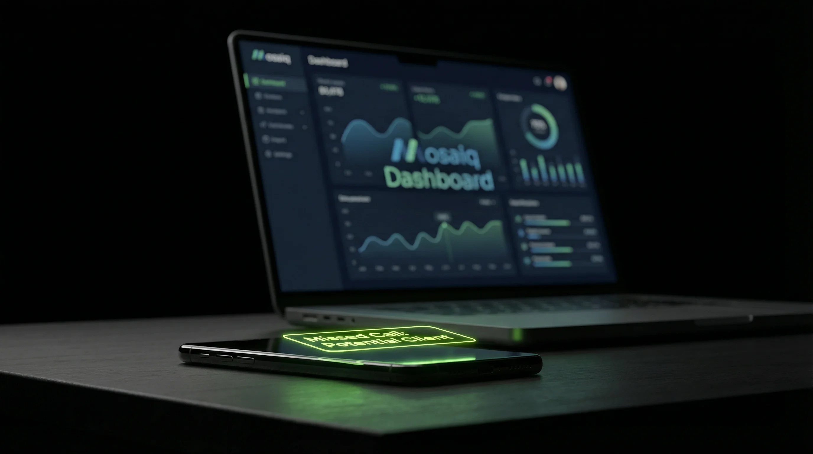 Visualisatie van hoe een gemiste oproep automatisch wordt omgezet in een SMS gesprek