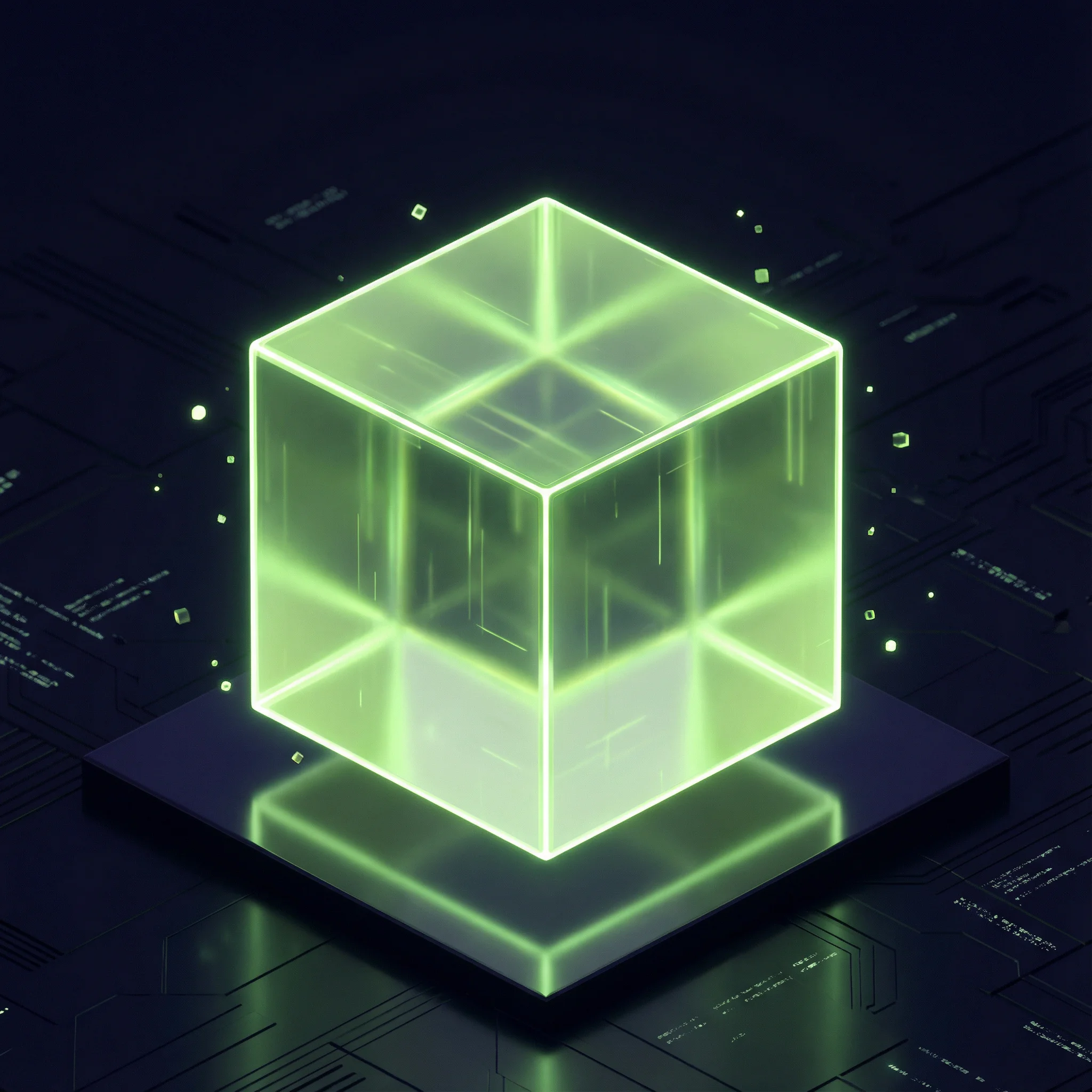 Starter Plan - Glowing neon cube representing a solid foundation